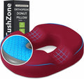 Donut Pillow Seat Cushion - Cooling Gel Donut Chair Cushions, Memory Foam Seat Cushion for Office & Home, Car Seat Cushion and Butt Pillow, Hemorrhoids Pillow and Tailbone Pain Relief, Red