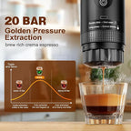 Portable Battery Travel Coffee Maker, 20 bar Mini Car Espresso Machines, 3-in-1 Self-Heating Electric Espresso Maker, USB-C Ground Coffee & Capsule Pod(Ns&DG) RV, Hiking
