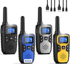 Wishouse Walkie Talkies for Adults Long Range-Rechargeable 4 Pack 2 Way Radios, Hiking Accessories Camping Gear Xmas Birthday Gift for Kids Family with Lamp,SOS Siren,NOAA Weather Alert,Easy to Use