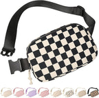 Vankor Large Corduroy Cute Fanny Packs for Women Men Cross Body, Everywhere Belt Bag for Women Men Crossbody Stylish Waist Pack Purse for Travel, Hiking, Workout, Running, Corduroy Checkered Black
