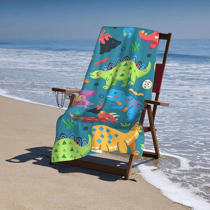 COMFAR Dinosaur Beach Towels for Boys Kids Beach Towels Bulk Toddler for Travel Pool Personalized Microfiber Oversized Quick Dry Pool Towel 30"x 60"