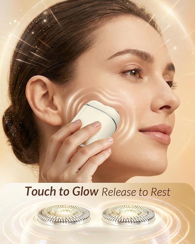 Facial Hair Removal for Women Face: Portable Painless Face Shaver with 2 Dual Blades - Rechargeable Hair Remover Device for Peach Fuzz Upper Lip Chin - Ideal for Travel/Makeup Prep