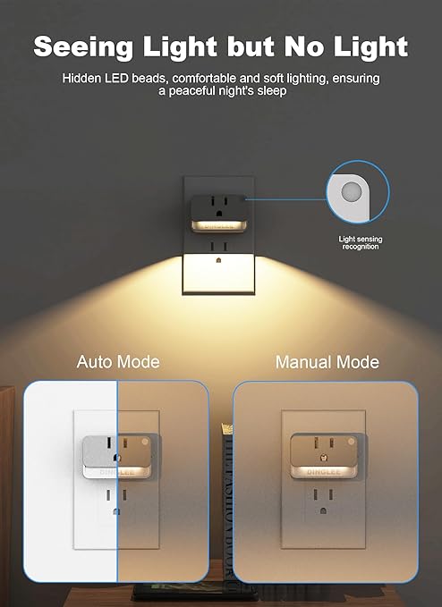 Mulit Plug Wall Outlet with USB C, 2 Pack Outlet Extender 2AC 1USBA 1USBC, 3 Way Plug Wall Splitter with Night Light, Multiple Plug Adapter for Travel Home Office PD 20W