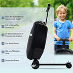 2-in-1 Ride-On Scooter Suitcase for Kids & Adults, 20” Foldable Hardshell Carry-On Luggage for Travel, Lightweight Kids Scooter Bag with Wheels
