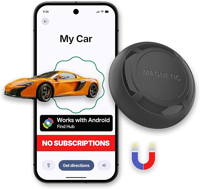 GPS Tracker for Vehicles - Magnetic Car GPS Tracker, No Subscription, Works with Google Find Hub (Find My Device), Anti-Theft Real-Time Tracker, IP67, 365 Day Battery (Android Only)