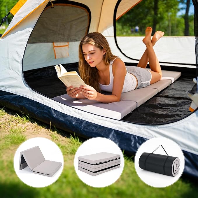 ABORON Camping Cot with 2in Memory Foam Mattress, 900LBS Heavy Duty Sleeping Cot for Adults, Extra Wide Sleeping Cot, 1200D Double Layer Oxford Cot for Camping, Guest, Office Nap