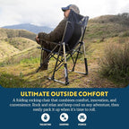 GCI Outdoor Roadtrip Rocker Camping Chair | Portable, Folding Rocking Chair with Solid, Durable Armrests, Drink Holder & Comfortable Extended Backrest — Hunter Green
