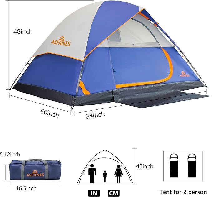 ASFANES Sundome Camping Tent with Rainfly, 2/4/6/10 Person Tent Sets Up in 10 Mins, Weatherproof Shelter for Camping, Festivals, Backyard, Sleepovers, & More