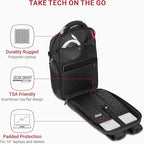 SwissGear Travel Tech Elite Laptop Backpack – Fits Laptops up to 16” – ScanSmart TSA-Friendly Backpack with USB Port, Shoe Compartment & Organizer Pockets – Heather Grey