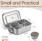 GOLDEN KEY 27oz Stainless Steel Lunch Box for Kids,BPA Free Bento Box for Kids with Leakproof Condiment Container,3 Compartment Bento box for School and Eating Out,Freezer & Dishwasher Safe(Brown)