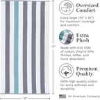 Laguna Beach Textile Co. Striped Cabana Beach Towel - Oversized, Plush 630 GSM Cotton - Stone Gray and Sea Glass Green