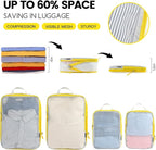PFEYRPK Lightweight Compression Packing Cubes for Suitcases, Compressible Expandable Travel Packing Organizer with Clear Toiletries and Backpack Bag, Travel Essentials for Carry on Luggage 7 Set
