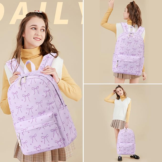 LOIDOU Backpack for Girls School Backpacks Bookbags for Elementary Middle School Women Laptop Backpacks (purple-1, L-17)