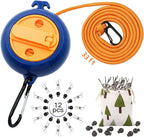 Portable Travel Clothesline Cord, Caudblor Adjustable 33ft Camping Clothes line, Laundry Drying Rope for Hotel Trip, Cruise, Outdoor/Indoor, with 12Pcs Stoppers, Windproof Clothespins