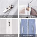 60 inches Garment Bags for Closet Storage with Zipper Clear Garments Bag for Gowns Long, Dresses, Suit, Coat - Set of 20 [Upgraded Version]
