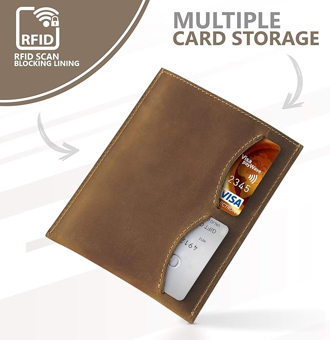 WANDERINGS Leather Passport Holder – Travel - Handmade Genuine Leather Wallet with Passport Pocket and Card Slots - RFID Blocking for Security Against Data Theft