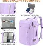 Lumesner Carry on Travel Backpacks, Extra Large 40L Flight Approved Bag for Men & Women,Expandable Suitcase Backpack With 4 Packing Cubes,Water Resistant Luggage Daypack Business Weekender Bag, Purple
