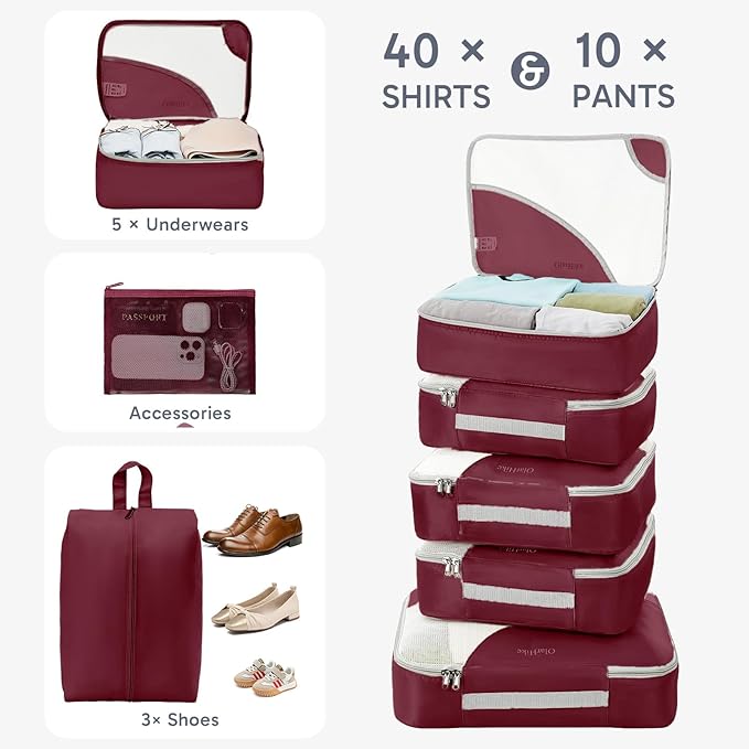 10 Set Packing Cubes for Travel, Gifts for Women Mom,Anti-Tearing Suitcase Organizer,OlarHike Vacation Essentials & Accessories for Cruise Ship