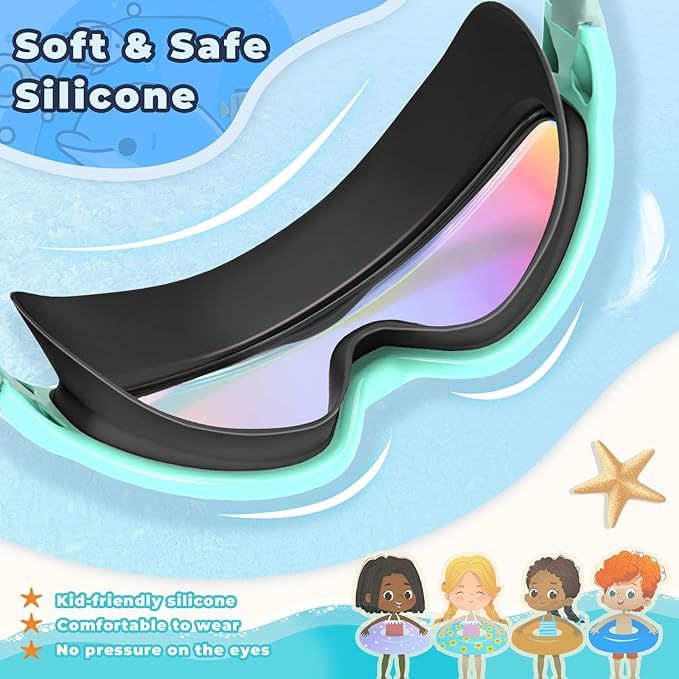 Keary 2 Pack Kids Swim Goggles for 3-15 UV Protection Anti-Fog Pool Water Swimming Goggles For Boys Girls Youth Toddler