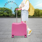 18" Kids Ride-On Suitcase,Children's Carry On Luggage Case,Rolling Luggage With Lock,Travel Trolley Case for Short Trips,School Trips,Outings (Pink)