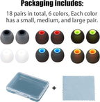 Silicone Replacement Earbud Tips Earbud Covers Eartips Fit Most in-Ear Earbuds(Inner Hole 3.8mm -5.1mm) Headphone Earbuds Rubber Tips 18 Pairs S M L