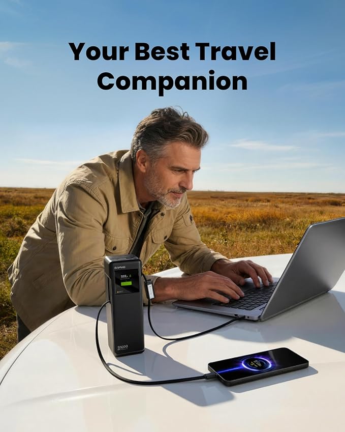 SHARGE Laptop Power Bank 25000mAh, HyperTower 170W Total Fast Charging Portable Charger, 100W USB-C Power Bank with Built-in Cables, High Capacity Travel Battery Pack for MacBook, iPhone17, Galaxy S26