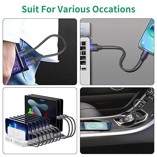1ft Short USB C Cable for iPhone 15, 10 Pack Bulk USB A to USB C Charger Cord 12 inch, Multipack Type C Cable for Charging Station Compatible with Samsung Galaxy S24 S23 S20 S10 S9 Note 20 10 9