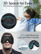 LC-dolida Sleep Mask with Bluetooth Headphones,Sleep Headphones Bluetooth Sleep Mask 3D Sleeping Headphones for Side Sleepers Best Gift and Travel Essential (Elegant Black)