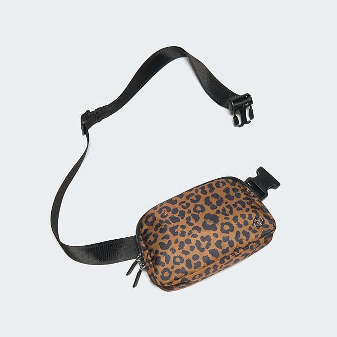 Pander Two Way Zipper Fanny Pack Nylon Everywhere Belt Bag for Women, Water Repellent Waist Packs, Crossbody Bags with Adjustable Strap (Midnight Leopard)