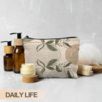 Abstract Sage Green Boho Botanical Makeup Bag, Minimalist Boho Neutral Sun Rainbow Cosmetic Bags for Women, Boho Gifts for Women, Mid Century Modern Zipper Makeup Pouch