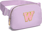 Gitus Initial Belt Bag Fanny Pack Crossbody Bag for Girls Birthday Gifts Age 8-10 Teen Girl Gifts Trend Stuff Personalized Letter Gifts for Daughter Sister (Lavender-W)