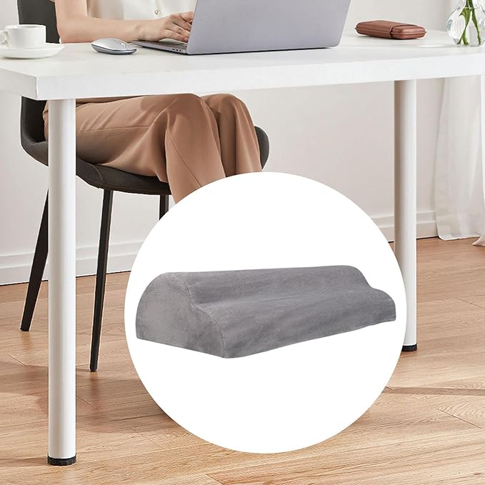 Foot Rest Under Desk Ergonomic Footrest Cushion Pillow Leg Rest Support Flannel Foam Material Suitable for Office Home Car Airplane Travel Men Women, Dark Gray