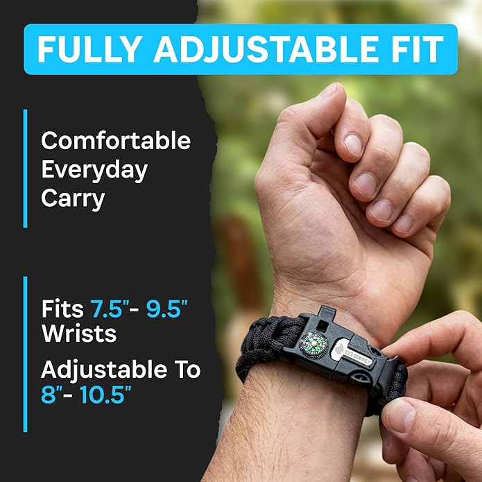 Paracord Bracelet Compass Hiking Survival Kit Emergency Whistle Fire Starter Camping Gear Hiking Essentials Fishing Hunting Accessories EDC Backpacking Gear Tactical Survival Gear Equipment