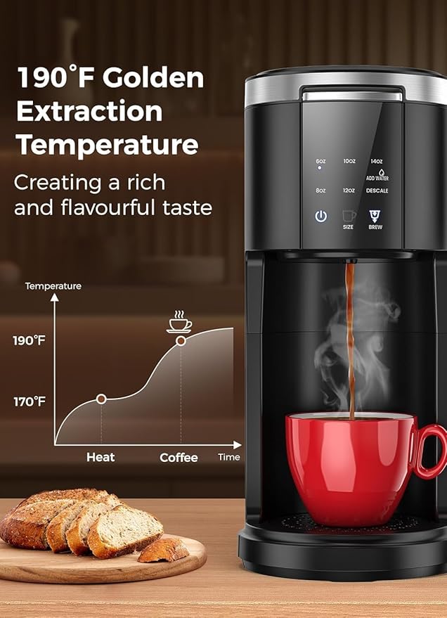 COWSAR Single Serve Coffee Maker, 2 in 1 Coffee Capsule & Ground Coffee Brewer, 40 Oz Removable Water Tank, 5 Brew Sizes 6-14 Oz, Self-cleaning Fast Heating Coffee Machine for Home Office