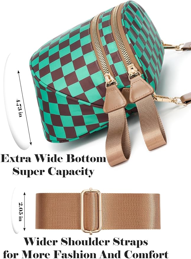 Black and White Checkered Crossbody Bag Bum Bag for Women,Spacious Checkered Purse Fanny Packs Belt Bag