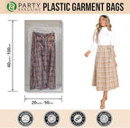 PARTY BARGAINS 40 x 20 Inch Disposable Clear Garment Bags, 50 Pack – Heavy-Duty Plastic Clothes Covers for Suits Dresses Coats, Closet & Travel