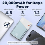 Aaoyun Portable Charger Power Bank, 20000mAh 22.5W PD Fast Charging Powerbank with Built-in USB C Cable, External Phone Battery Pack for iPhone 17/16/15 Samsung S24 Android etc
