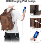 Tzowla Leather Laptop Backpack, Bag for Men and Women,Business Travel Work Rucksack Fits 15.6 Inch Laptop, Vintage Bookbag