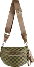 Black and White Checkered Crossbody Bag Bum Bag for Women,Spacious Checkered Purse Fanny Packs Belt Bag
