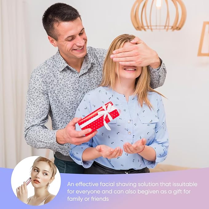 Facial Hair Remover for Women- as Seen on TV Painless Face Shaver -Mini Hair Remover, Electric Razor Shaver Portable Bikini Epilator for Lips, Chin, Armpit, Peach Fuzz, Fingers, Neck, Cheek(Rose Gold)