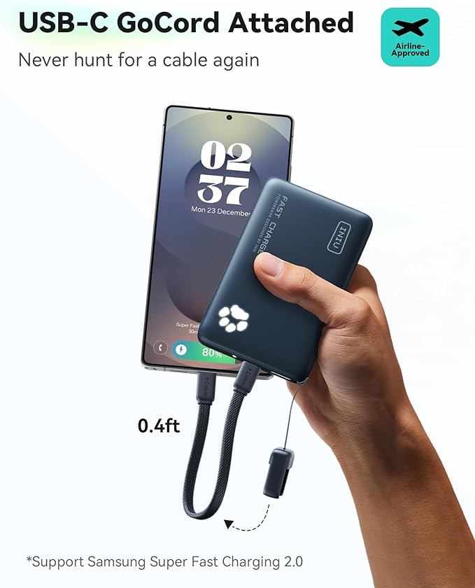 INIU Portable Charger, Ultra Slim 10000mAh 45W PD Power Bank, Fast Charging Mini Battery Pack, Travel Trip Accessories Ship Essentials for College Students Travelers Teen Boys Girls, Blue