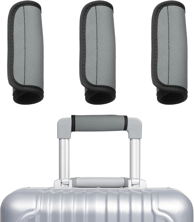 uxcell 3 Pcs Luggage Handle Wrap for Suitcase, Neoprene Handbag Grip Cover Protector Luggage Identifiers Suitcase Handle Wraps for Luggage Shopping Bag Travel Bags, Silver