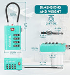 ANVIL 4 Digit Luggage Locks, TSA Locks for Luggage, Advanced TSA008 core, Alert Indicator for Your Travel Lock, Suitcase Lock. (4, Cyan)