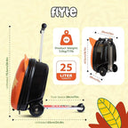 FLYTE Scooter Suitcase Folding Kids Luggage – Frazer the Fox, 18 Inch Hardshell, Ride On with Wheels, 2-in-1, 25 Litre Capacity