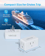 Multi Plug Wall Outlet Extender 2 Pack, VINTAR Electrical Multiple Outlet Splitter, 3 Way Plug Adapter, Small Wall Expander for Home Office Dorm Cruise Ship Travel Essentials