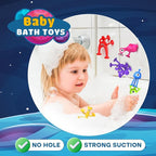 Suction Toy Toddler Bath Toys: No Hole Bath Toy for Boys Girls - 18PCS Sensory Fidget Toys for Kids - Window Building Toy Gooide Bag Stuffers - Travel Essentials Road Trip Activities for Kids Gifts