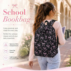 LOIDOU Backpack for Girls School Backpacks Bookbags for Elementary Middle School Women Laptop Backpacks (Bow tie Black, L-17)