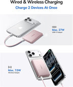 Baseus Picogo Power Bank, 0.5" Ultra Slim 10000mAh MagSafe Portable Charger, Upgraded CCC Certified 27W Fast Charging Magnetic Battery Pack, Alloy Wireless Charger for iPhone 17/16/15/14/13/12