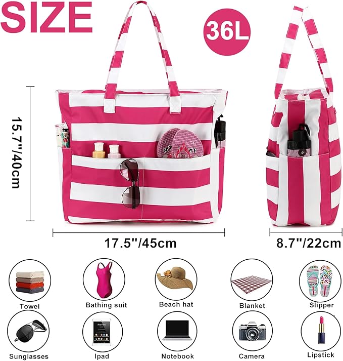 Bluboon Waterproof Beach Tote Pool Bags for Women Ladies Extra Large Carry On Bag With Wet Compartment for Weekender Travel