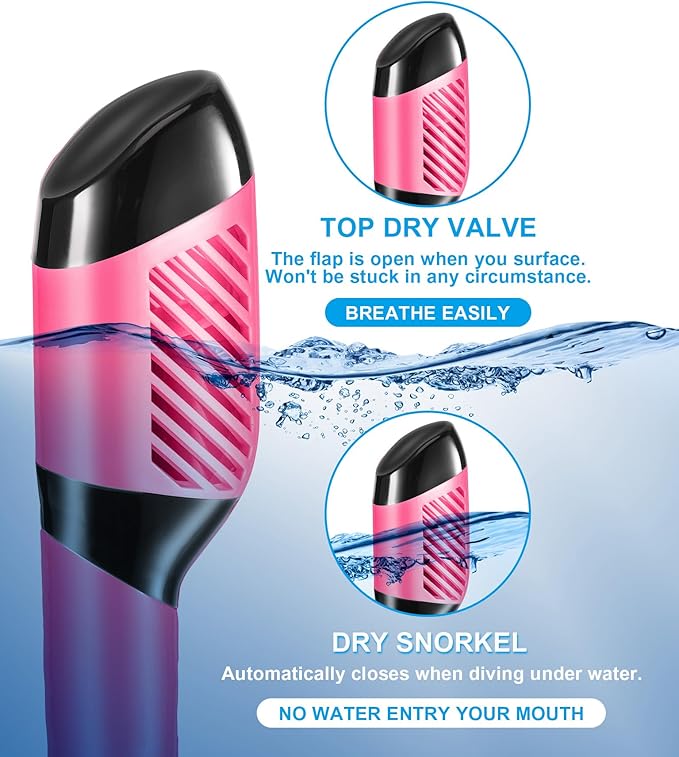 Aegend Snorkeling Gear for Adults Youth Kids, Snorkel Mask with Top Dry Valve - Panoramic View Anti-Leak and Anti-Fog with Mesh Bag for Snorkeling, Scuba Diving, Freediving & Swimming